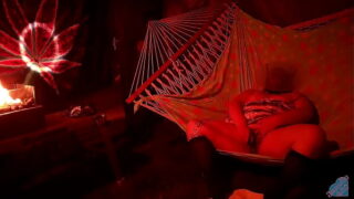 Hot babe masturbation of my wet pussy in the hammock